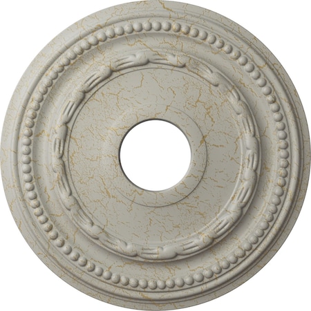 Ekena Millwork Federal Ceiling Medallion (Canopies up to 8 1/2"), 15 3/8"OD x 3 5/8"ID x 1"P, Pot of Cream Crackle CM15FEPCC
